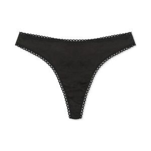 Charter Club Womens Lace-Trim Pretty Cotto Classic Black XL